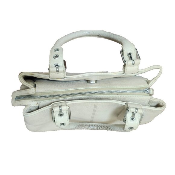 Dooney & Bourke Pebble Leather Satchel Tote Bag Cream Ivory Shoulder Purse - Picture 6 of 16